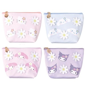 Sanrio 三麗鷗 立體皮質化妝包 (雛菊款) Kitty 美樂蒂 酷洛米 大耳狗