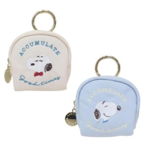 Snoopy 史努比 皮質小物收納包附扣環 (下午茶)