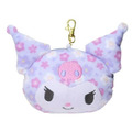 Sanrio 三麗鷗 絨毛大臉伸縮票卡零錢包吊飾 (櫻花款) Kitty 美樂蒂 酷洛米_6