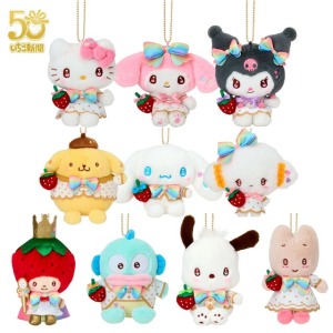 Sanrio 三麗鷗 絨毛玩偶吊飾 (草莓新聞50週年 彩虹) Kitty 美樂蒂 人魚漢頓