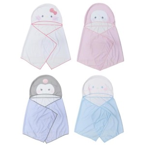 Sanrio 三麗鷗 x 糯米熊貓 聯名 絨毛連帽浴巾 (大臉款)Kitty 美樂蒂 酷洛米 大耳狗