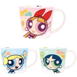 飛天小女警 陶瓷馬克杯 220ml (愛心款)花花 泡泡 毛毛