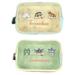 蠟筆小新 皮質紗網方形收納包(小圖款)