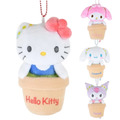 Sanrio 三麗鷗 絨毛玩偶收納包附吊鏈 (花盆款) Kitty 美樂蒂 大耳狗