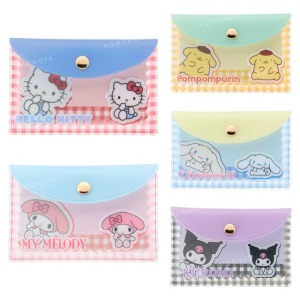 Sanrio 三麗鷗 PVC透明袋附便條紙 (格紋坐姿款) Kitty 美樂蒂 布丁狗 大耳狗 酷洛米