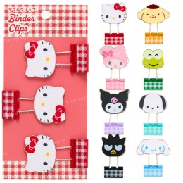 Sanrio 三麗鷗 造型長尾夾3入組 (格紋款) Kitty 美樂蒂 布丁狗 大眼蛙