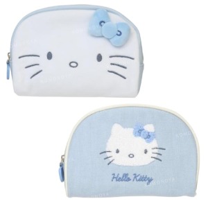 Sanrio 三麗鷗 Hello Kitty 尼龍半圓化妝包 (灰藍款)