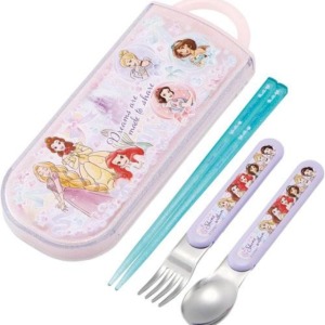 Skater 迪士尼 公主 滑蓋三件式餐具組 TACC2AG (粉綠款)