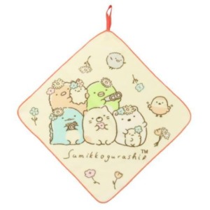 San-X 角落生物 方形擦手巾 丸真毛巾 (米黃花朵款)