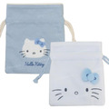 Sanrio 三麗鷗 Hello Kitty 尼龍束口袋 (灰藍款)