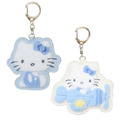 Sanrio 三麗鷗 Hello Kitty毛毛造型皮革吊飾 (灰藍款)