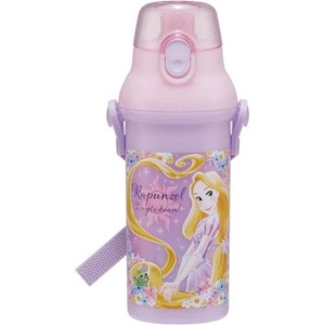 Skater 迪士尼 長髮公主 兒童彈蓋直飲水壺附背帶 480ml PSB5SANAG (粉紫款)