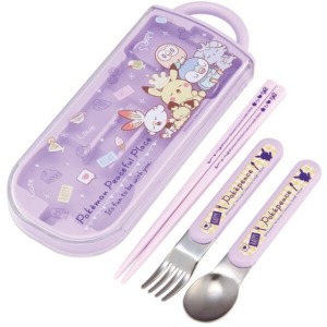 Skater 寶可夢 滑蓋三件式餐具組 TACC2AG (紫睡覺款)