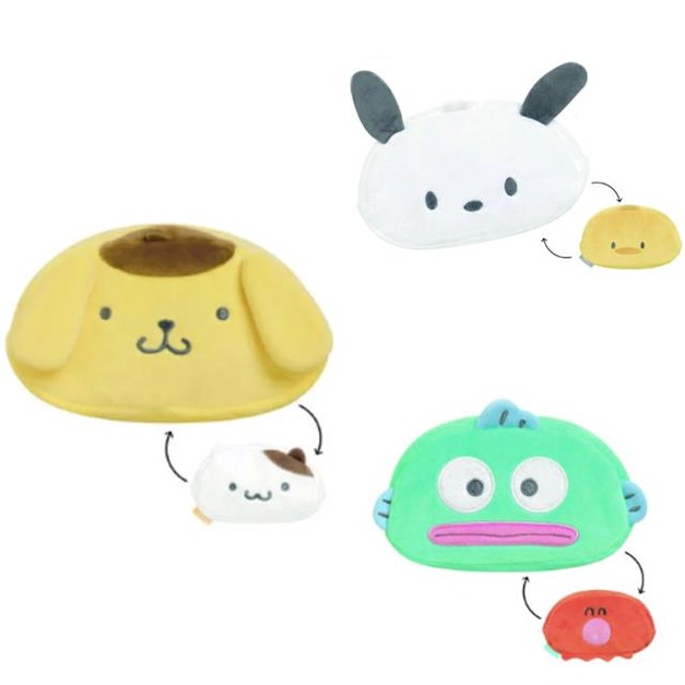 Sanrio 三麗鷗 絨毛造型雙面筆袋 (小夥伴款) 布丁狗 帕恰狗 人魚漢頓