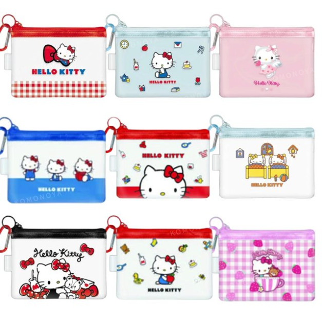 Sanrio 三麗鷗 Hello Kitty PVC透明收納袋附扣 (Kitty50週年經典)