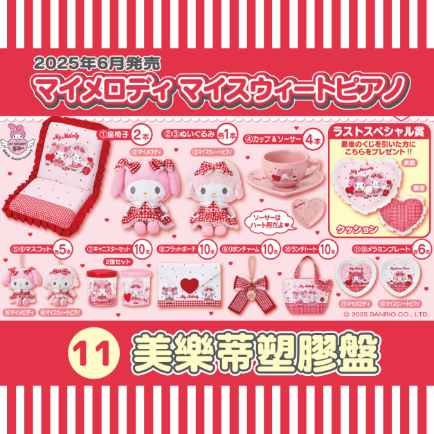 【一番賞拆售】Sanrio 三麗鷗 美樂蒂 心型美耐皿盤 (紅白格紋系列)