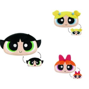 飛天小女警 絨毛造型雙面筆袋 (表情款) 花花 泡泡 毛毛