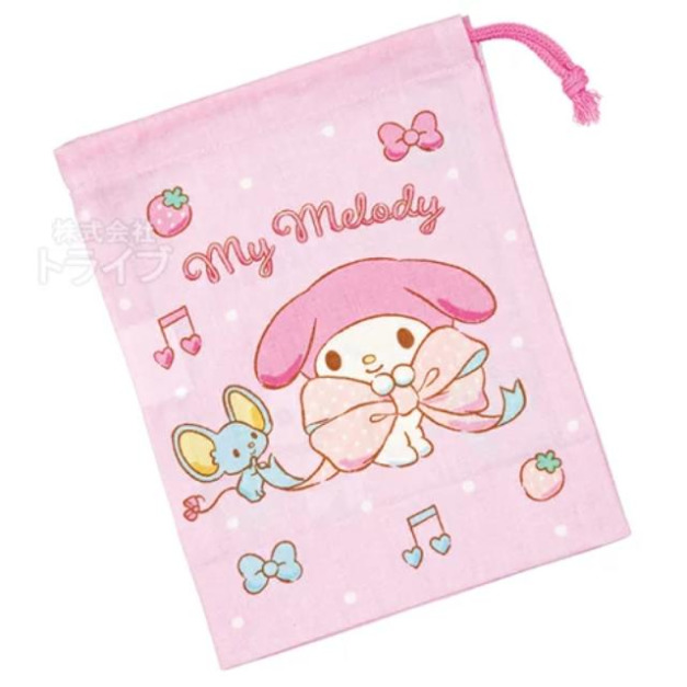 Skater Sanrio 三麗鷗 美樂蒂 束口收納袋 KB63 (粉蝴蝶結款)