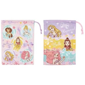 Skater 迪士尼公主 束口收納袋2入組 KB63W (粉圓框款)