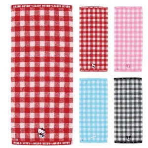 Sanrio 三麗鷗 x 今治毛巾 棉質長毛巾 34x76cm (格紋款) Kitty 美樂蒂 大耳狗