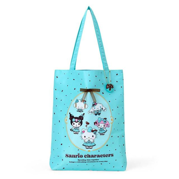▲新品特價【限購排單】Sanrio 三麗鷗大集合 棉質直式肩背袋 (薄荷巧克力)