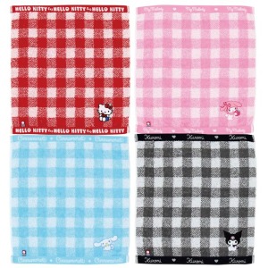 Sanrio 三麗鷗 x 今治毛巾 棉質短毛巾 34x36cm (格紋款) Kitty 美樂蒂 大耳狗