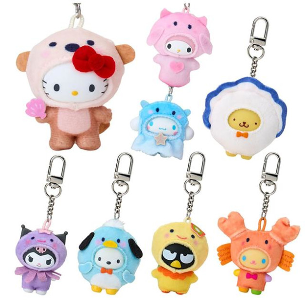 ▲新品特價▲ Sanrio 三麗鷗大集合 造型鑰匙圈 全套8入盲盒 (萌萌水生動物)