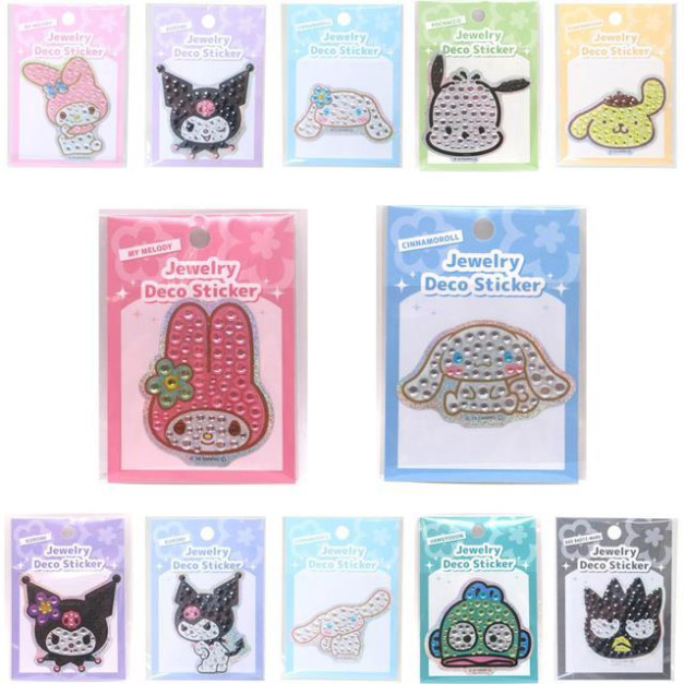 Sanrio 三麗鷗 造型PVC貼紙 (水鑽款) 美樂蒂 酷洛米 大耳狗 布丁狗 帕恰狗