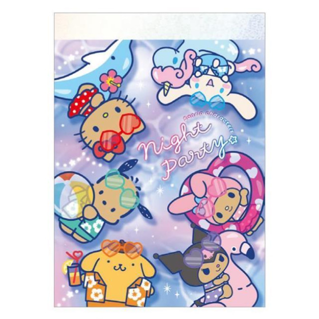 Sanrio 三麗鷗 大集合 迷你便條本 70枚入 (黑皮戲水款)