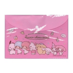 Sanrio 三麗鷗大集合 橫式按扣資料夾 (粉搭肩款)