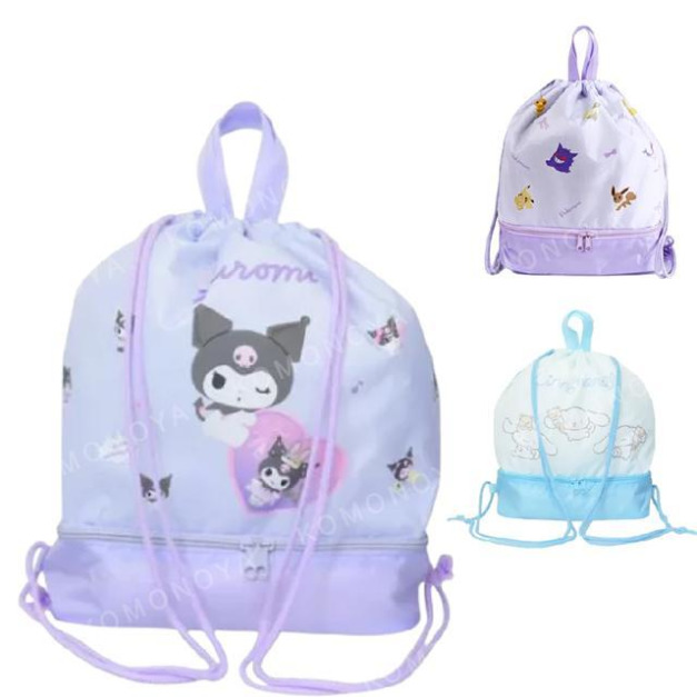 Sanrio 三麗鷗 尼龍雙層束口後背包 酷洛米 大耳狗 寶可夢