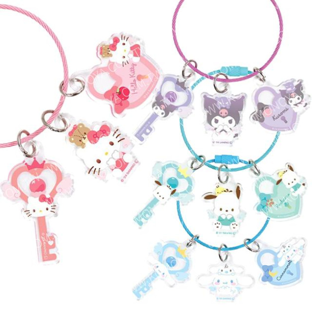 Sanrio 三麗鷗 壓克力三連吊飾鑰匙圈 (天使鋼索) Kitty 酷洛米 大耳狗 帕恰狗