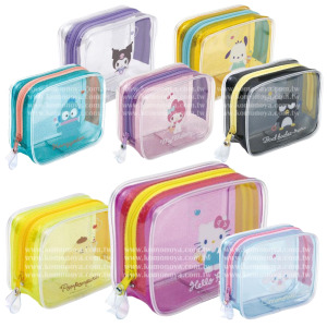 Sanrio 三麗鷗 拉鏈透明方形化妝包 (亮片款) Kitty 美樂蒂 酷洛米 布丁狗 大耳狗 帕恰狗