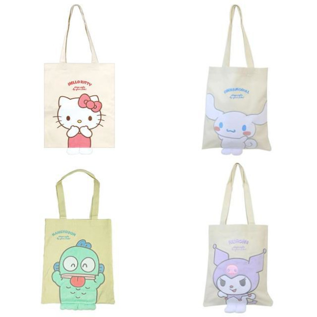 Sanrio 三麗鷗 帆布托特包 (擺腳款) Kitty 酷洛米 大耳狗 人魚漢頓