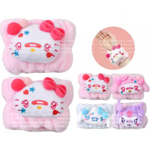 Sanrio 三麗鷗 絨毛造型洗臉腕帶 (繽紛OK繃系列) Kitty 美樂蒂 酷洛米 大耳狗