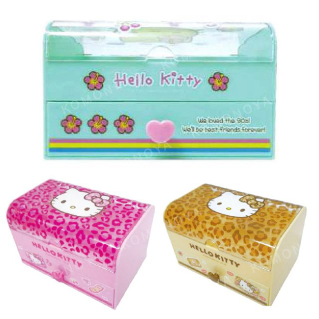 Sanrio 三麗鷗 Hello Kitty 透明棚蓋收納盒 (黑皮/豹紋款)