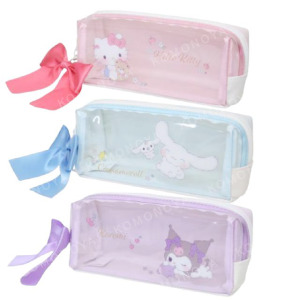 Sanrio 三麗鷗 皮質窗口方形拉鍊筆袋 (蝴蝶結款) Kitty 大耳狗 酷洛米