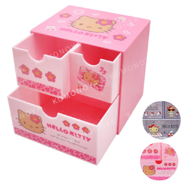 Sanrio 三麗鷗 桌上型三抽收納盒 (黑皮款)
