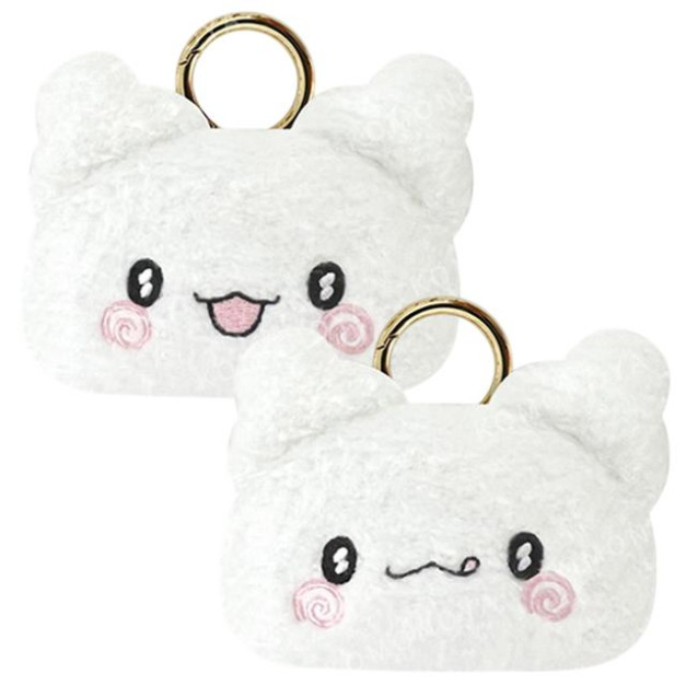 Sanrio 三麗鷗 花丸 螢光絨毛造型零錢包附扣環 (大臉款)