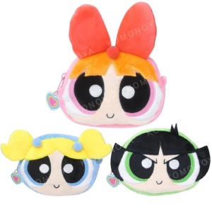 飛天小女警 絨毛造型化妝包 (大頭款) 花花 泡泡 毛毛