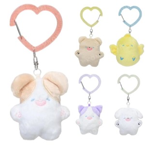 HapiHapi 愛心扣環絨毛玩偶吊飾 倉鼠 小熊 小雞 小貓 小狗