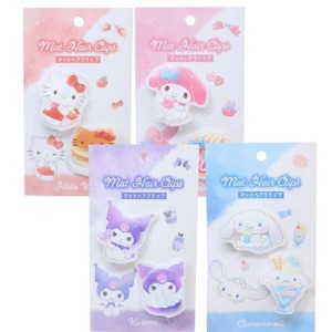 Sanrio 三麗鷗 壓克力造型髮夾2入組 (點心款) Kitty 美樂蒂 酷洛米 大耳狗