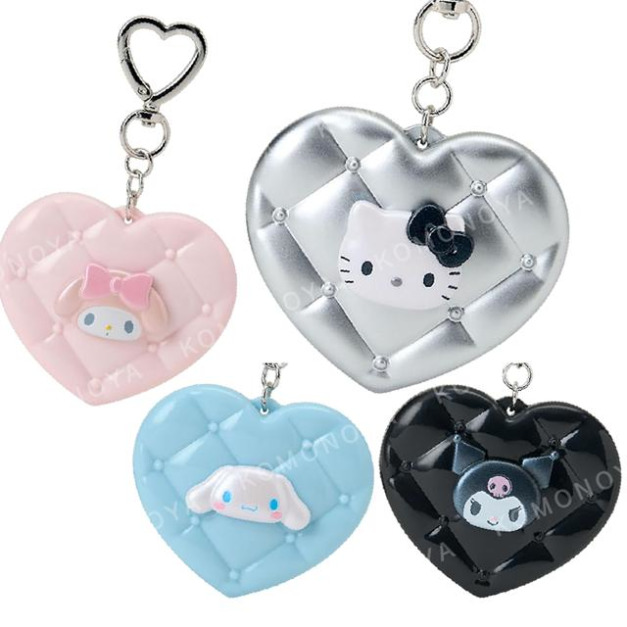 Sanrio 三麗鷗 菱格紋折疊鏡吊飾 (金屬夏季小物) Kitty 美樂蒂 大耳狗 酷洛米