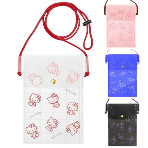 Sanrio 三麗鷗  IIIIpocket clear PVC半透明手機斜背袋 (滿版款) Kitty 美樂蒂 大耳狗