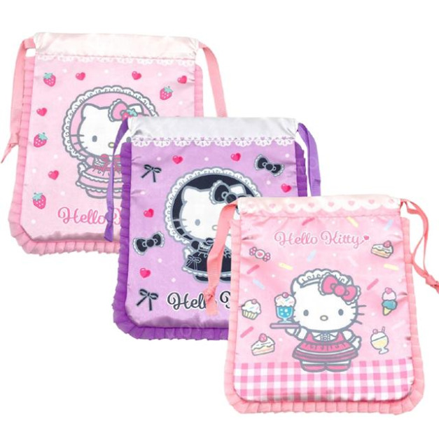 Sanrio 三麗鷗 Hello Kitty 緞面束口袋 (Lovely Frill系列 蘿莉塔)