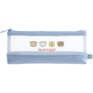 San-X 拉拉熊 紗網拉鍊筆袋 (藍 電動款)