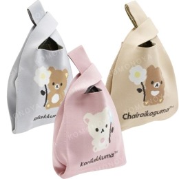 San-X 拉拉熊 針織手提袋 (花朵款) 拉拉熊 牛奶熊 茶小熊