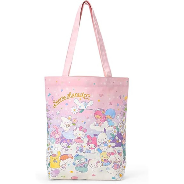 ▲新品特價 Sanrio 三麗鷗大集合 棉質直式肩背袋 (2025角色大賞 花園)
