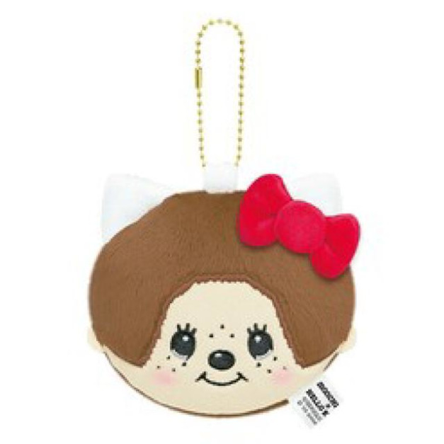 Sanrio 三麗鷗 Hello Kitty x 蒙奇奇 絨毛玩偶隨身鏡 (大臉款)