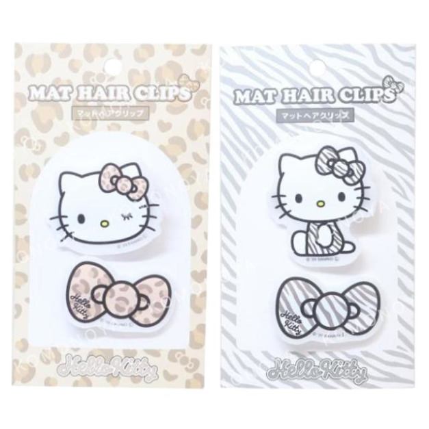 Sanrio 三麗鷗 Hello Kitty 壓克力造型髮夾2入組 (動物紋款)